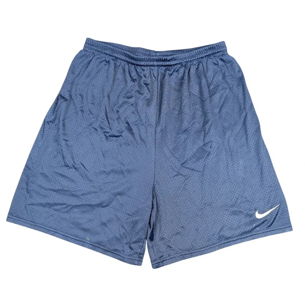 Nike Mens Mesh Athletic Shorts Navy Blue Swoosh Logo Size Medium Vintage Style‎